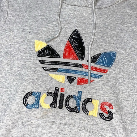 Rare edition Adidas original embroidery logo hoodie grey Medium - Picture 3 of 9